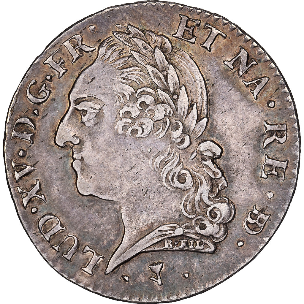 France, Louis XV, 1/5 Écu de Béarn à la vieille tête, 1773, Pau, Silver