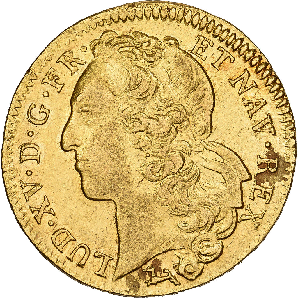 France, Louis XV, Double Louis d'or au bandeau, 1743, Bayonne, Gold, AU(50-53)