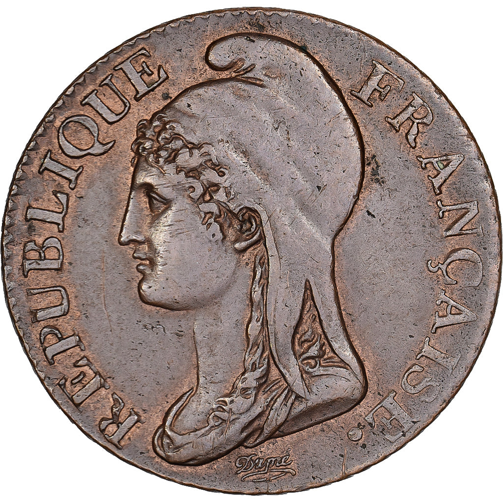 France, 5 Centimes, Dupré, AN 4, Paris, Small module, Copper, AU(50-53)