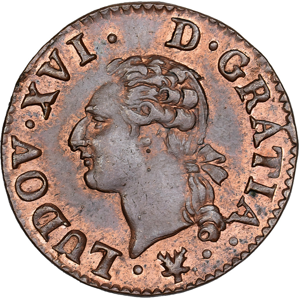 France, Louis XVI, Liard, 1784, Bayonne, Copper, MS(60-62), Gadoury:348