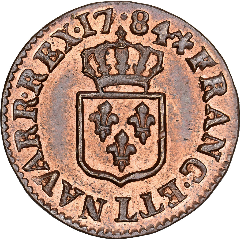 France, Louis XVI, Liard, 1784, Bayonne, Copper, MS(60-62), Gadoury:348