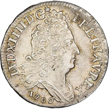 Francia, Louis XIV, 10 Sols aux insignes, 1706, Paris, Argento, BB+, Gadoury:133