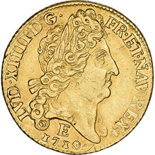 França, Louis XIV, louis d'or au soleil, 1710, Tours, Dourado, AU(50-53)
