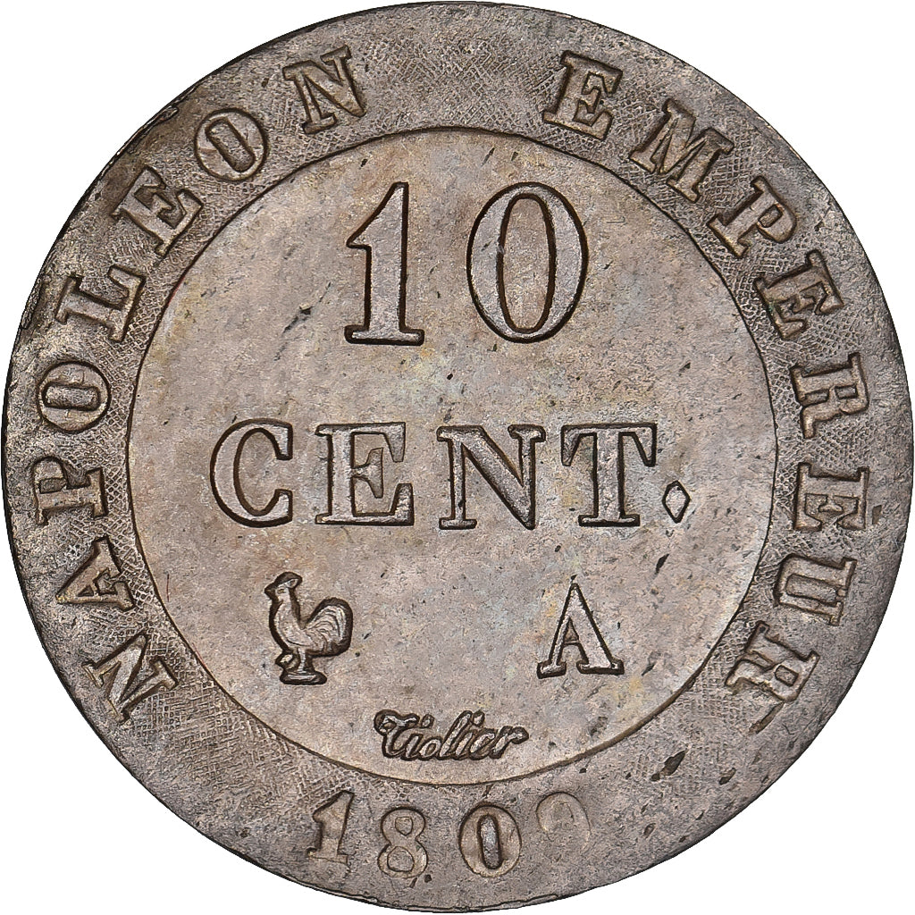 Frankrijk, Napoleon I, 10 Centimes, 1809, Paris, Billon, ZF+, Gadoury:190