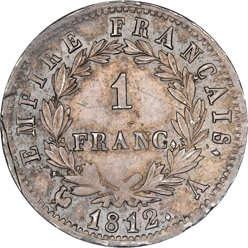 France, Napoleon I, 1 Franc, 1812, Paris, Silver, AU(55-58), Gadoury:447