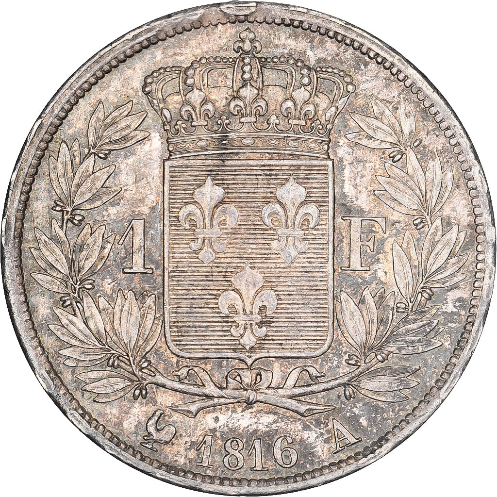 France, Louis XVIII, 1 Franc, 1816, Paris, Silver, AU(55-58), Gadoury:449