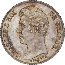 Francja, Charles X, 1 Franc, 1830, Paris, tranche cannelée, Srebro, MS(63)