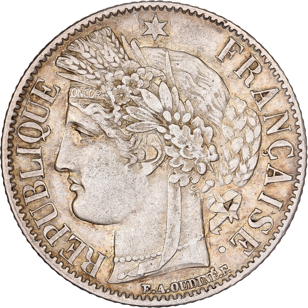 France, 1 Franc, Cérès, 1849, Paris, Silver, EF(40-45), Gadoury:457