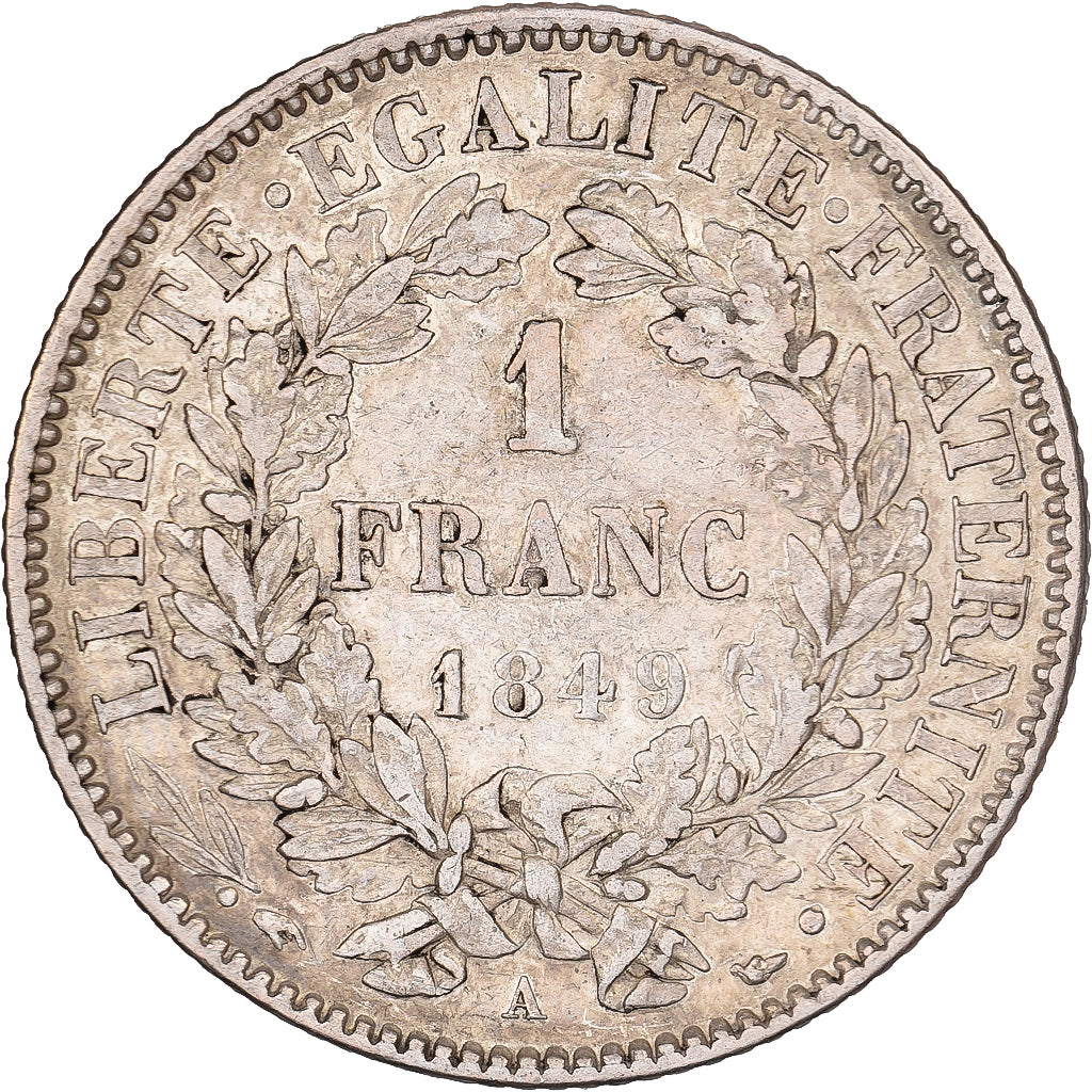 France, 1 Franc, Cérès, 1849, Paris, Silver, EF(40-45), Gadoury:457