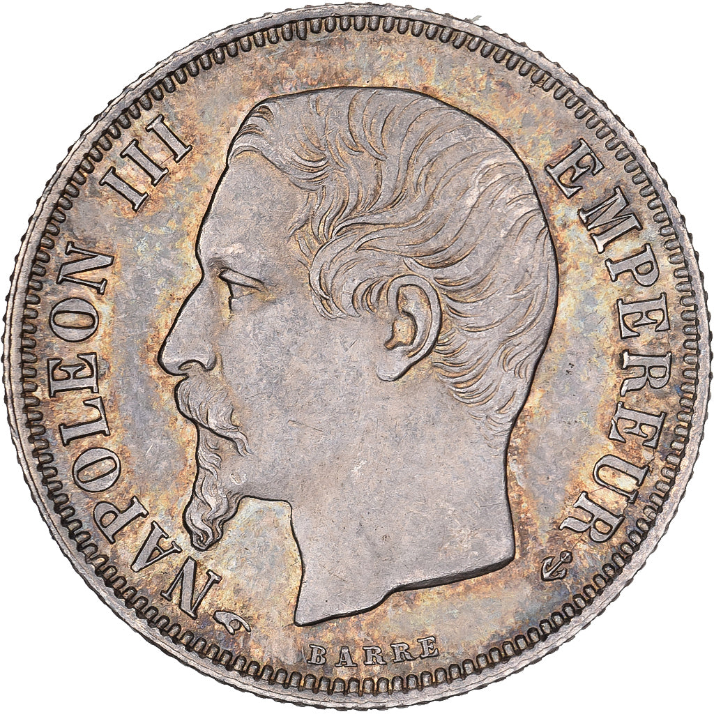 Frankrijk, Napoleon III, 1 Franc, 1858, Paris, Zilver, PR+, Gadoury:460
