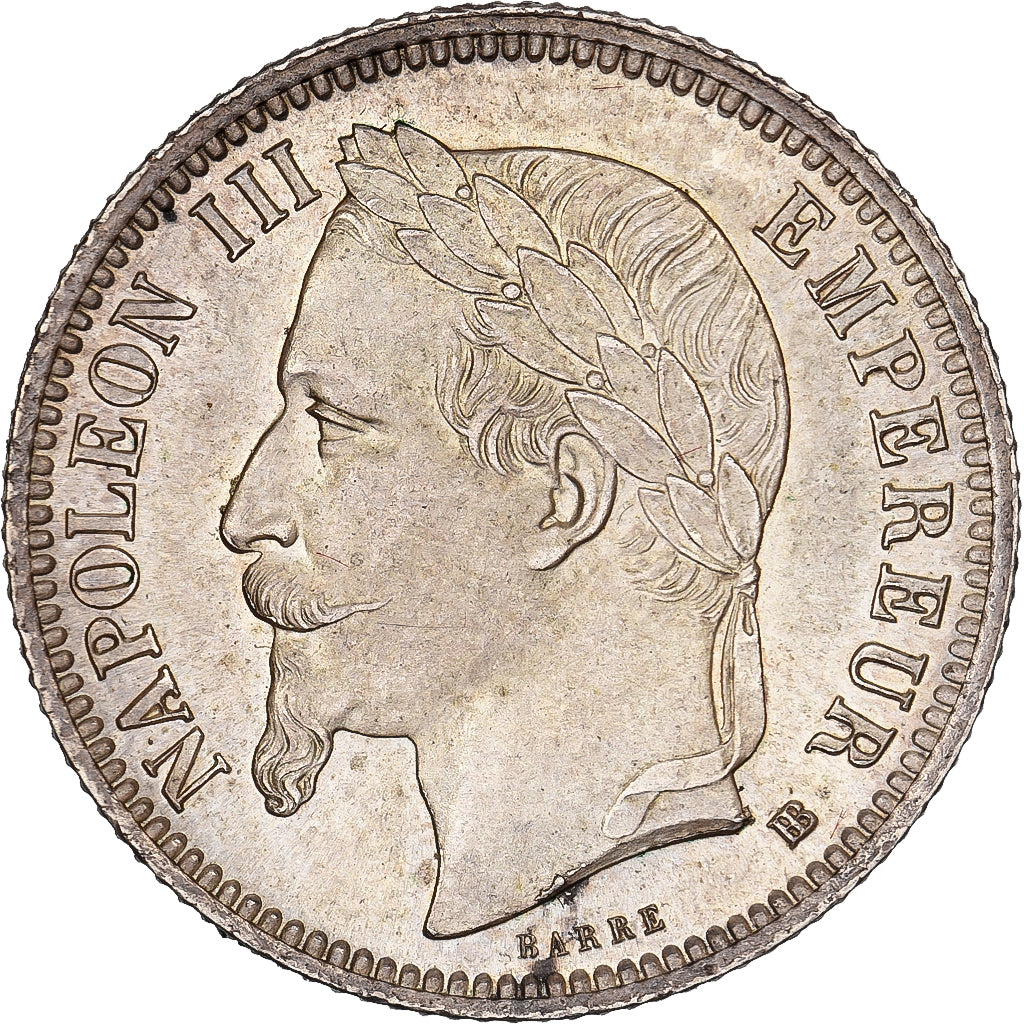 Francia, Napoleon III, 1 Franc, 1868, Strasbourg, Argento, SPL, Gadoury:463