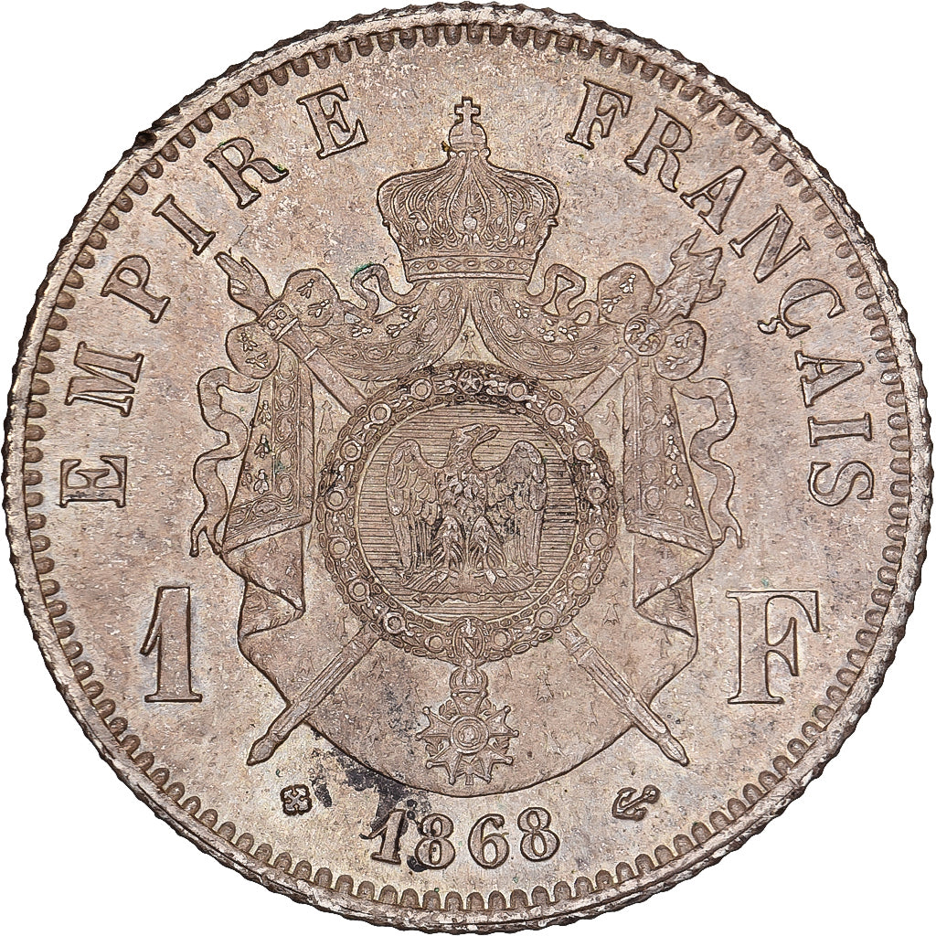 Francia, Napoleon III, 1 Franc, 1868, Strasbourg, Argento, SPL, Gadoury:463