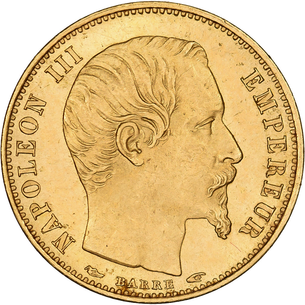 Frankreich, Napoleon III, 5 Francs, 1854, Paris, tranche lisse, Gold, VZ+