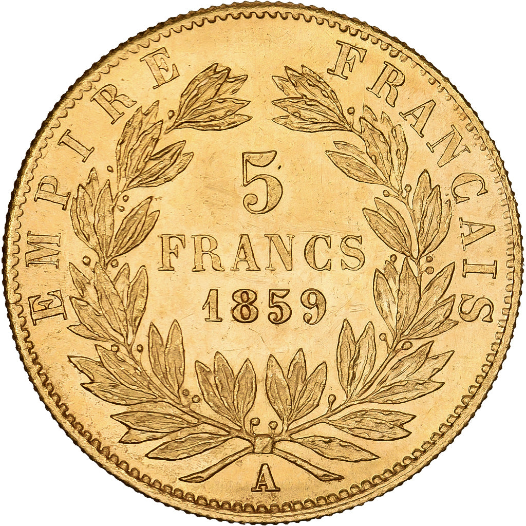 Frankreich, Napoleon III, 5 Francs, 1859, Paris, Gold, VZ+, Gadoury:1001