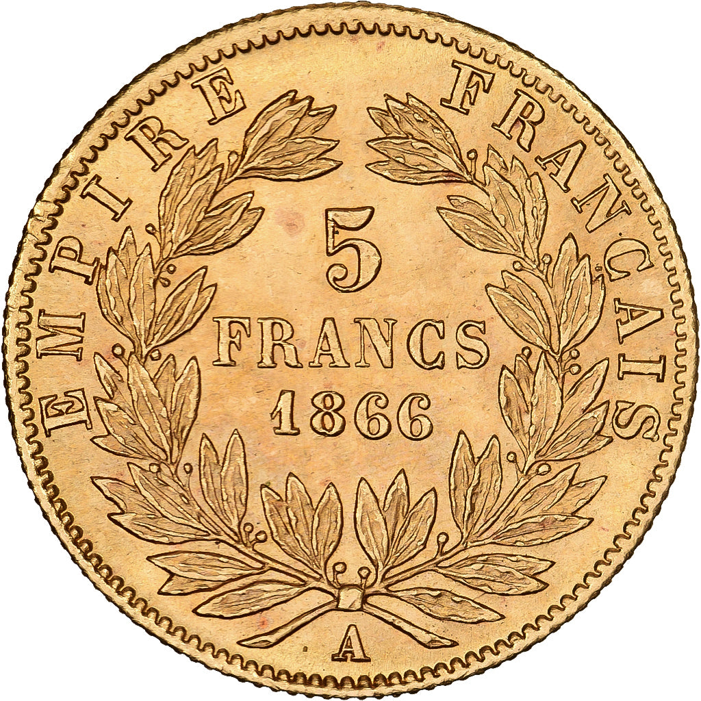 France, Napoléon III, 5 Francs, 1866, Paris, Or, SUP, Gadoury:1002