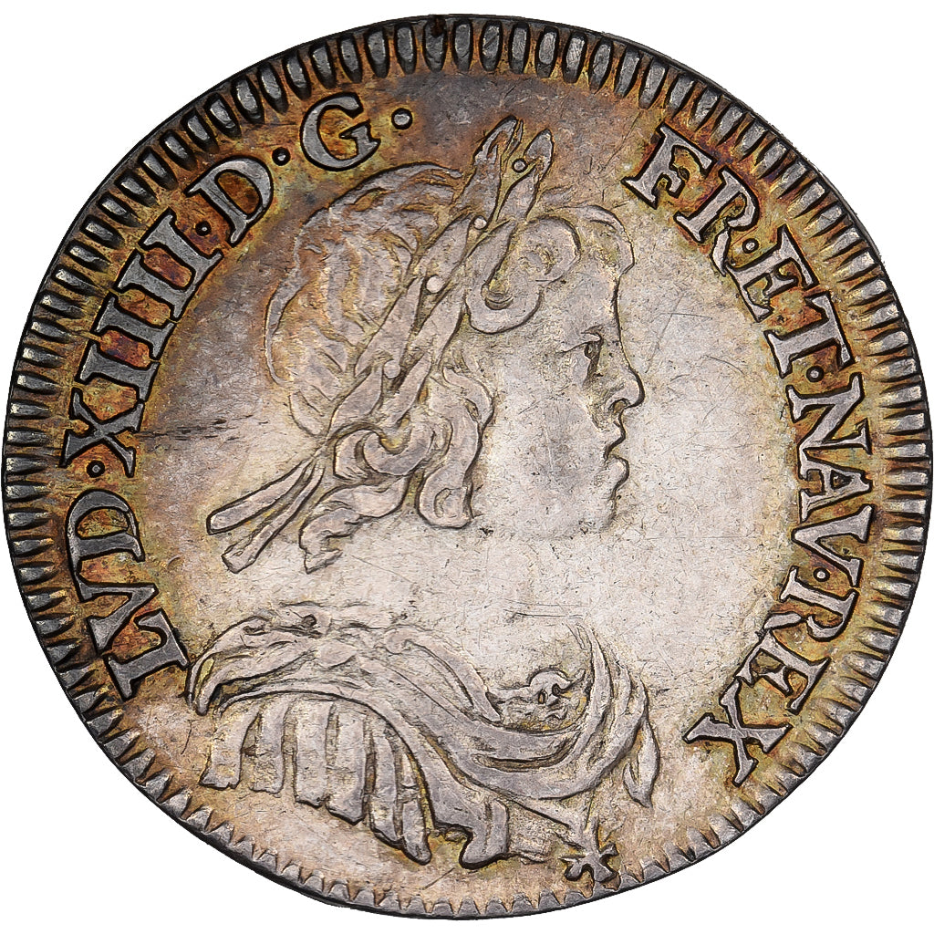 France, Louis XIV, 1/12 Ecu à la mèche courte, 1644, Paris, Silver, AU(50-53)