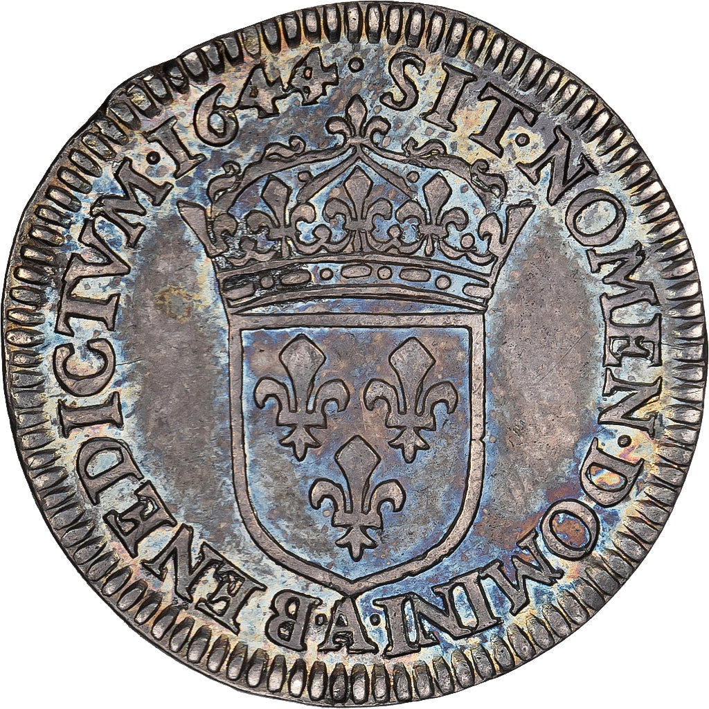France, Louis XIV, 1/12 Ecu à la mèche courte, 1644, Paris, Argent, TTB+