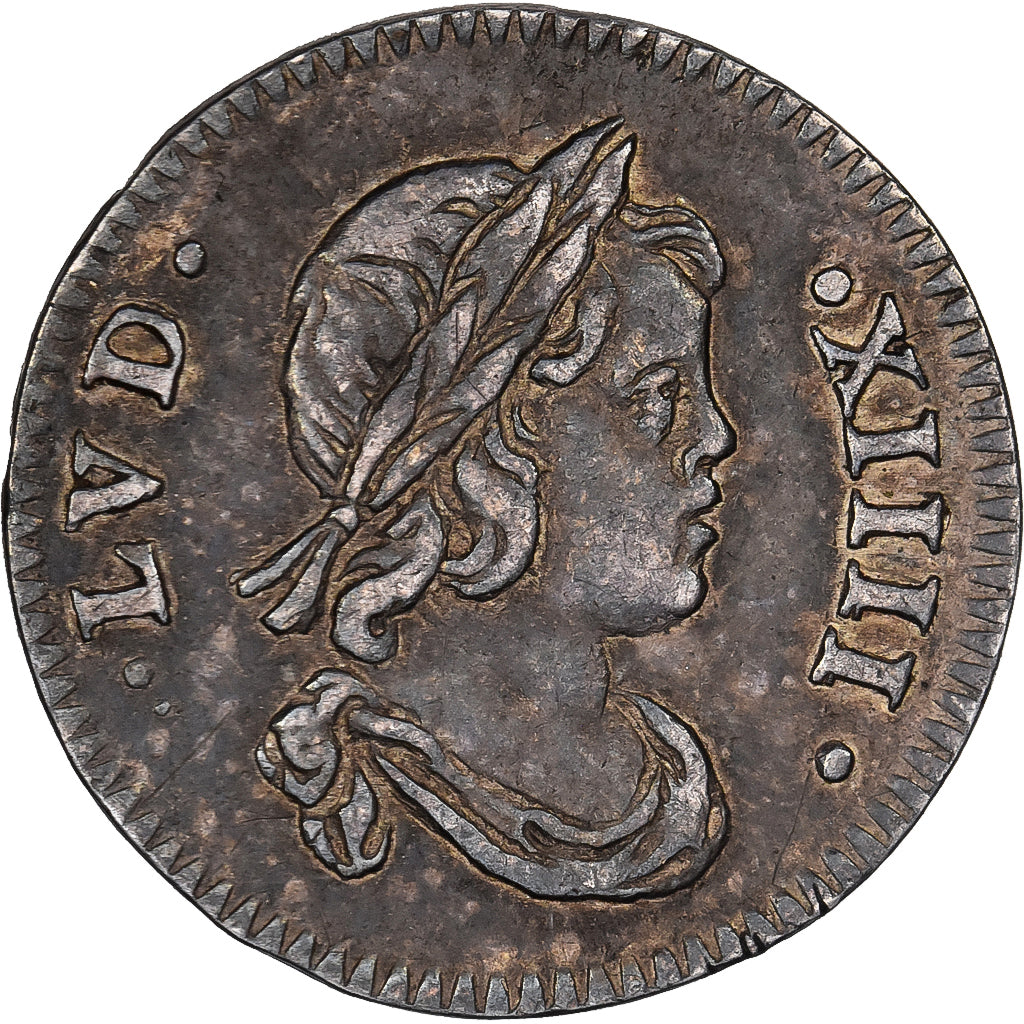 Francia, Louis XIV, 1/24 Ecu (30 Deniers), 1644, Paris, Plata, MBC+