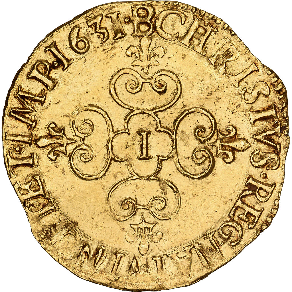 France, Louis XIII, Écu d'or au soleil, 1631, Limoges, Gold, AU(50-53)