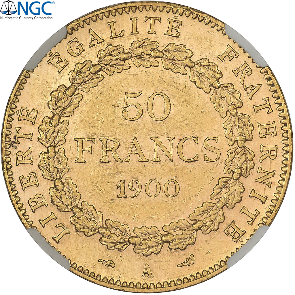 France, 50 Francs, Génie, 1900, Paris, Gold, NGC, AU55, Gadoury:1113