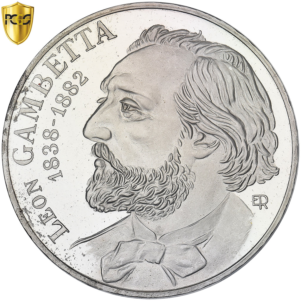 Francja, 10 Francs, Gambetta, 1982, Monnaie de Paris, Proof, Piéfort, Platyna