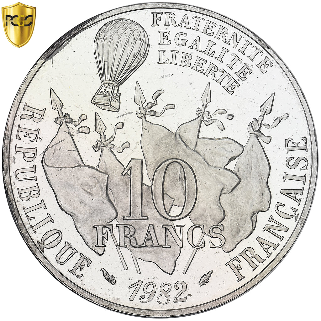 Francja, 10 Francs, Gambetta, 1982, Monnaie de Paris, Proof, Piéfort, Platyna
