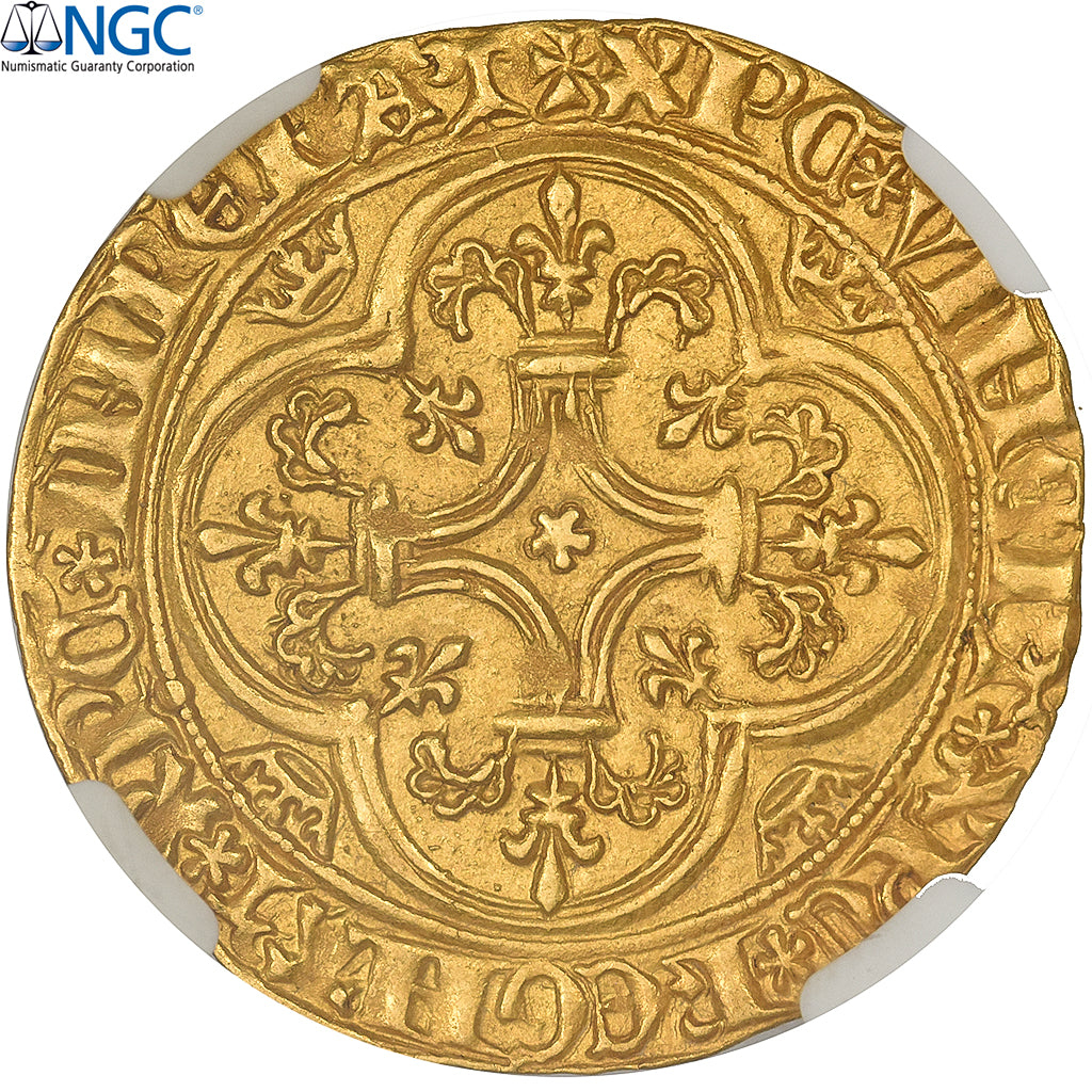 France, Charles VI, Ecu d'or, 1385-1422, Villeneuve-lès-Avignon, Gold, NGC