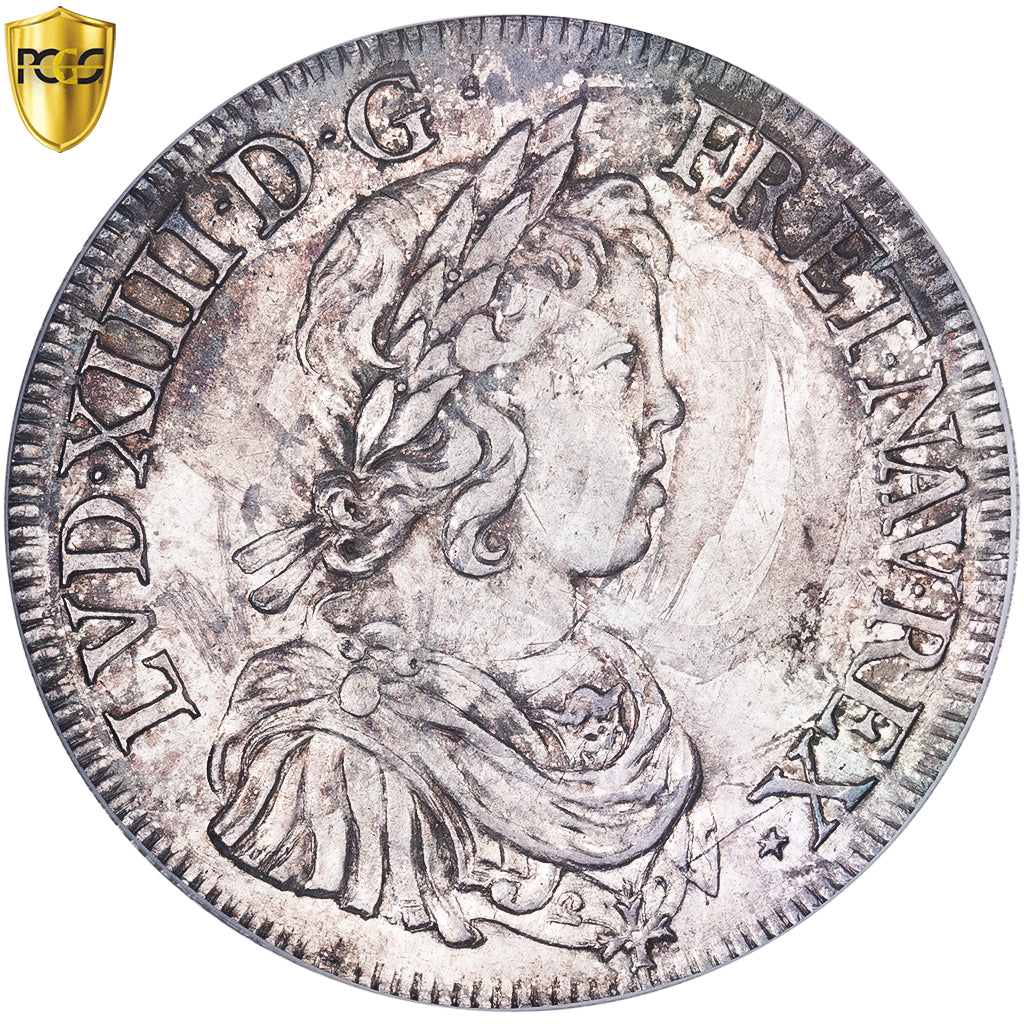 Francja, Louis XIV, Écu à la mèche courte, 1643, Paris, Srebro, PCGS, MS61