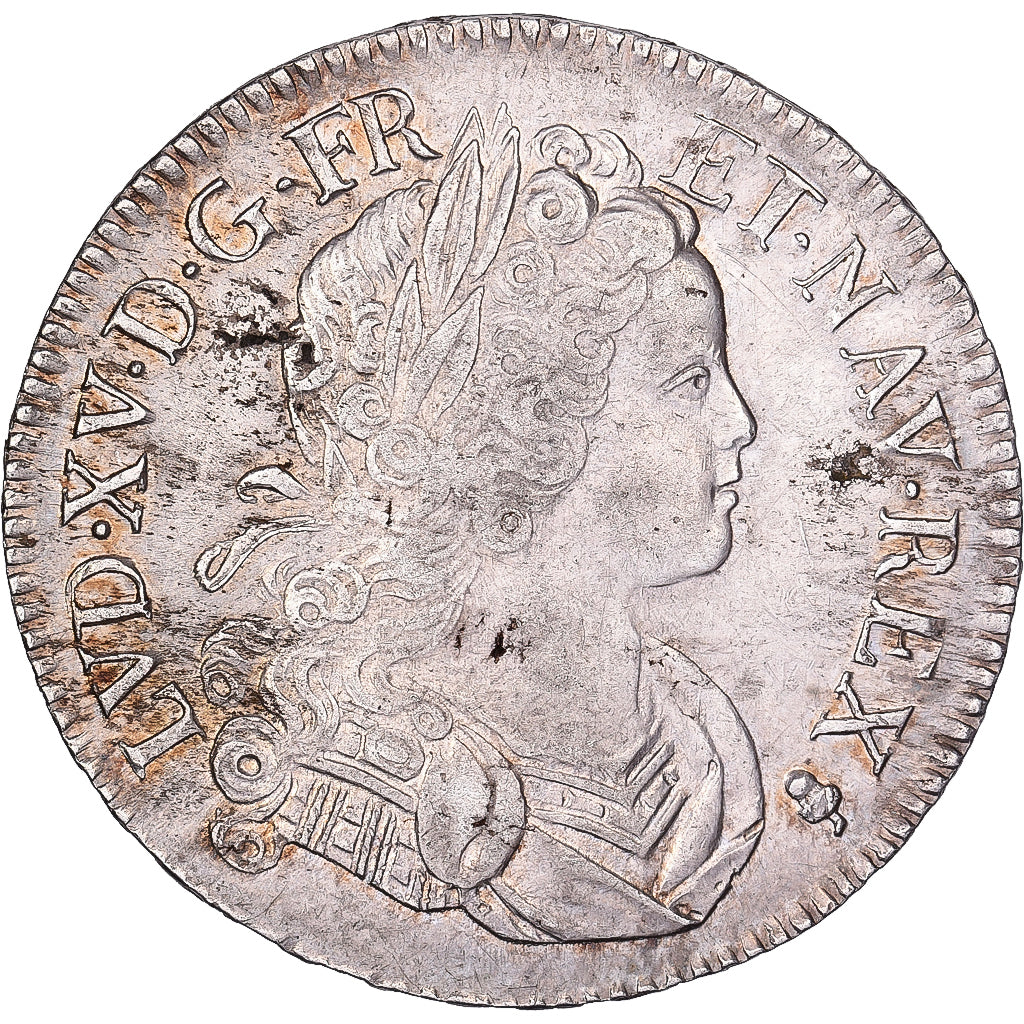 Francia, Louis XV, Écu de France-Navarre, 1718, Reims, Plata, MBC+