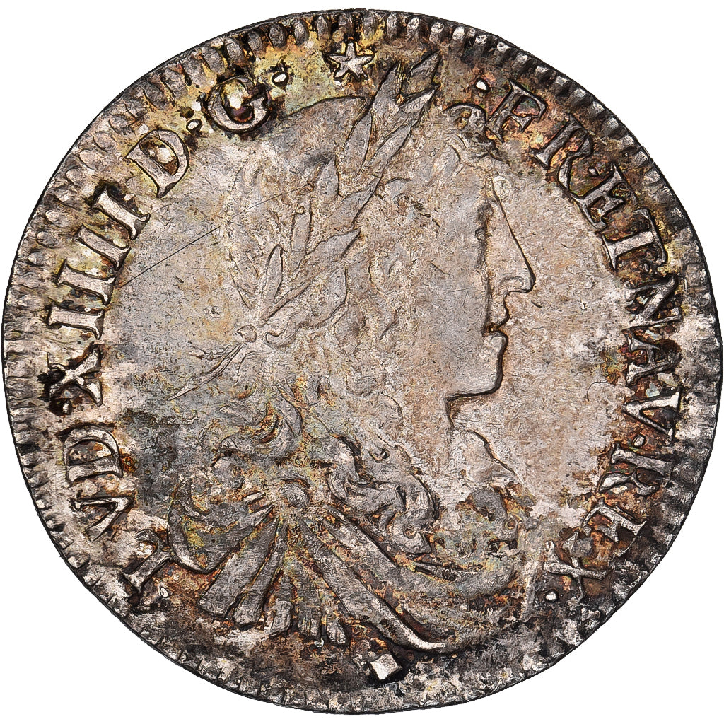 Francia, Louis XIV, 1/12 Écu, portrait apollinien, 1660, Lyon, Plata, EBC