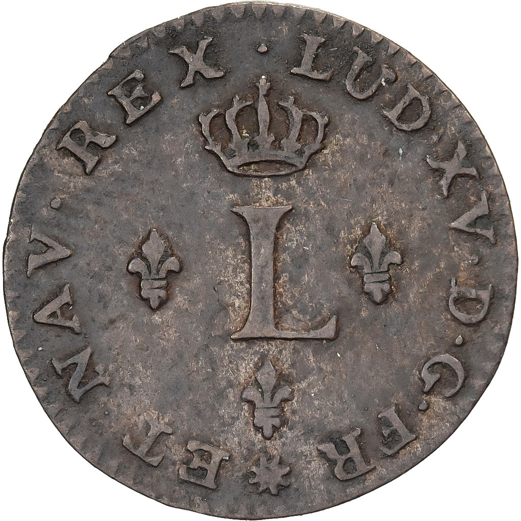 France, Louis XV, Sol, 1740, Lyon, Billon, EF(40-45)