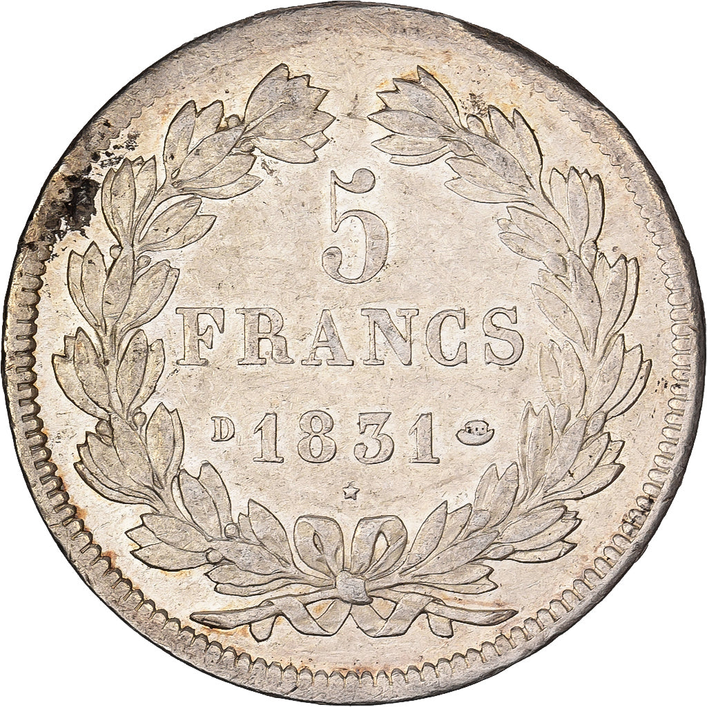 Frankreich, Louis Philippe I, 5 Francs, 1831, Lyon, Silber, SS+, Gadoury:677a