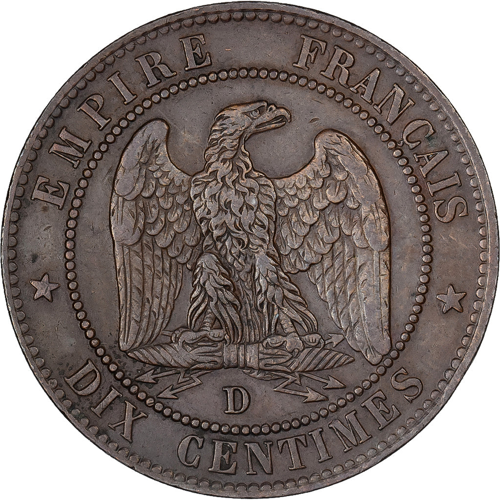 Francia, Napoleon III, 10 Centimes, 1856, Lyon, Bronzo, BB+