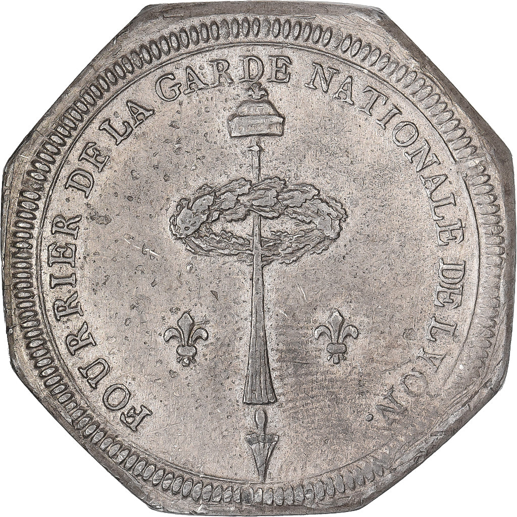 Francia, medaglia, Fourrier de la Garde nationale de Lyon, 1790, Stagno, BB+