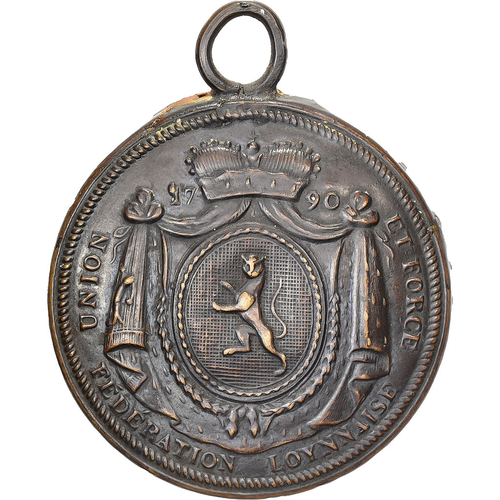 Francja, medal, Lyon, Fédération Lyonnaise, 1790, Miedź, AU(55-58)