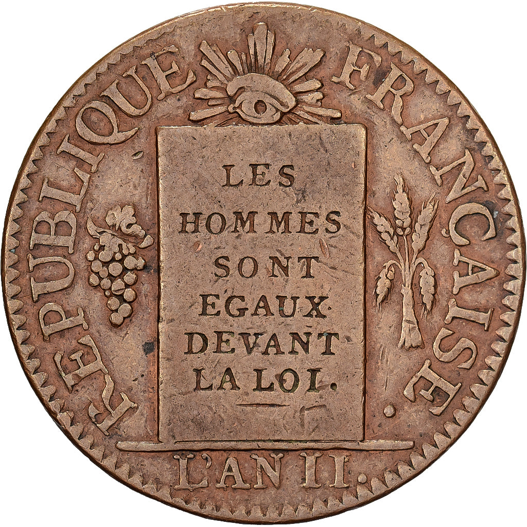 France, Sol aux Balances, 1793 / AN II, Paris, Essai, Cuivre, TTB, Gadoury:20