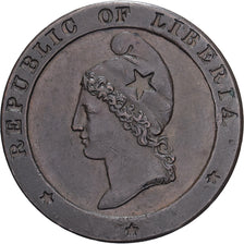 Liberia, 1 Cent, 1862, London, Cobre, MBC+, KM:3