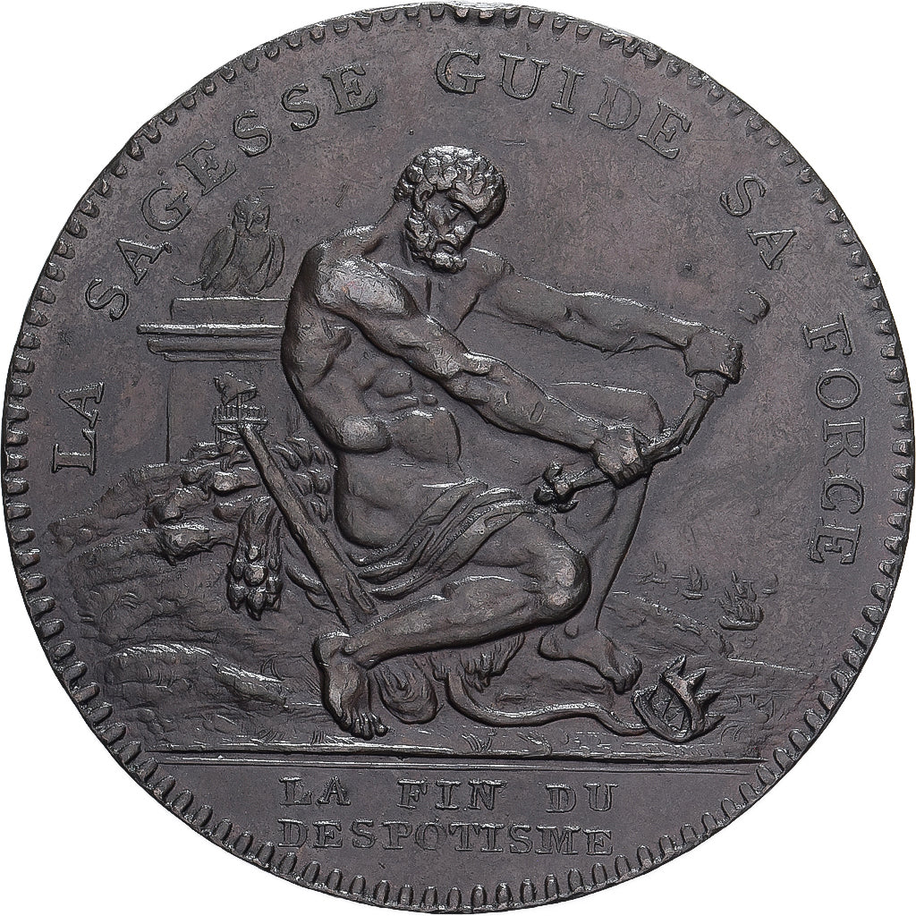 France, 2 Sols, Monneron à l'Hercule, 1792, Birmingham, Frappe Monnaie, Bronze