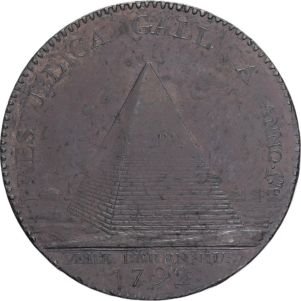 France, 2 Sols, Monneron à l'Hercule, 1792, Birmingham, Frappe Monnaie, Bronze