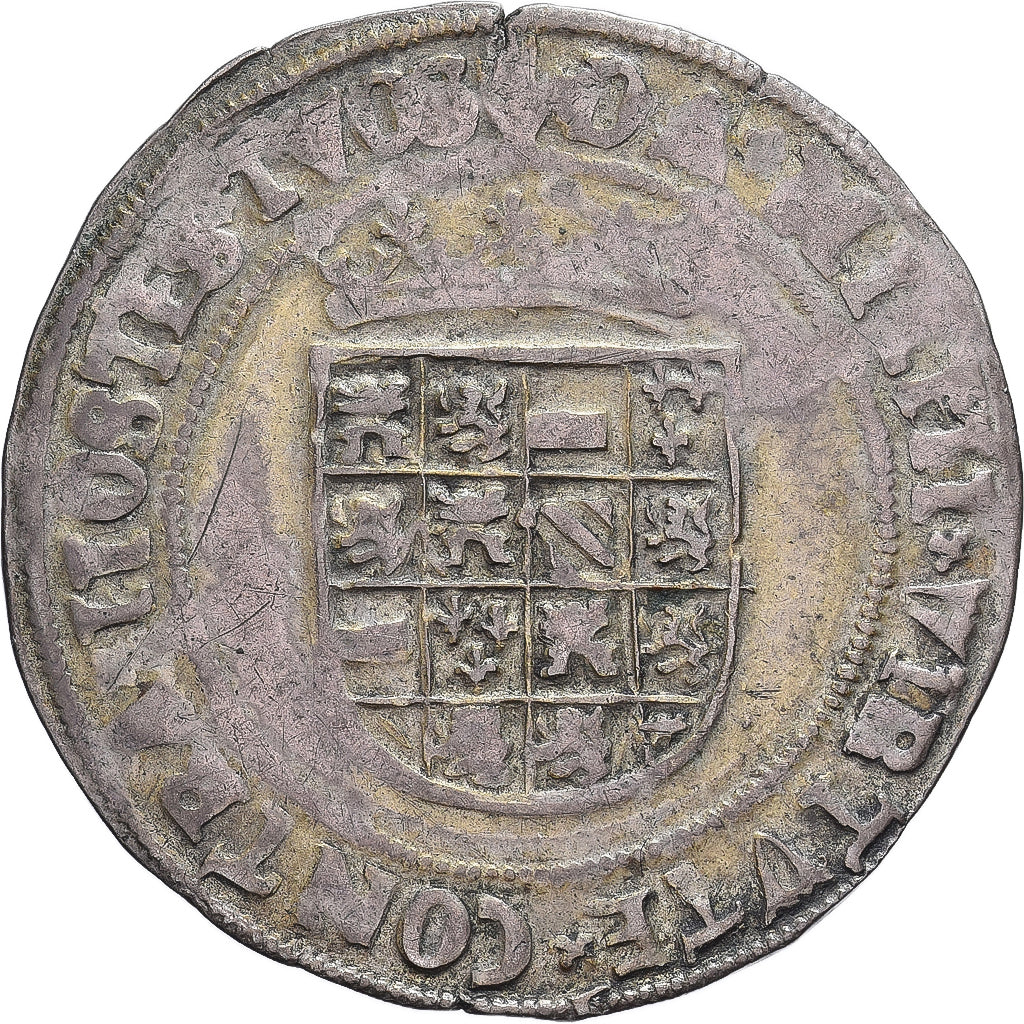 Paesi Bassi Spagnoli, Charles V, 1/2 Réal, 1521-1555, Antwerp, Biglione, MB+