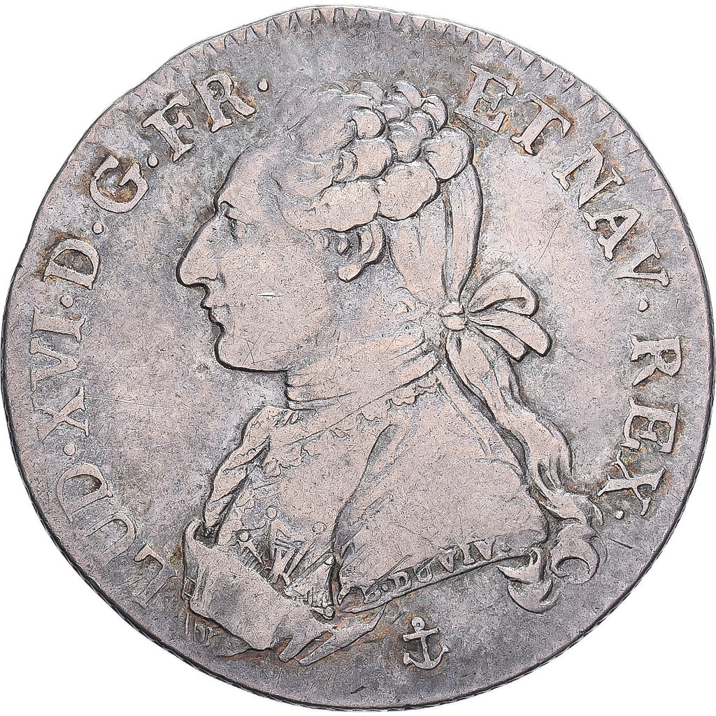 France, Louis XVI, 1/5 Ecu, 1788, La Rochelle, Silver, EF(40-45), Gadoury:354