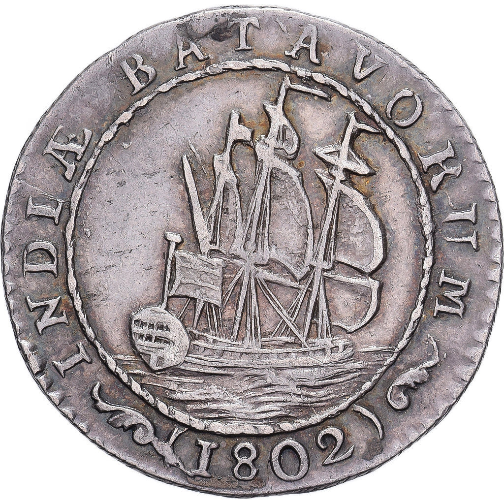 NEDERLANDS OOST INDIË, 1/4 Gulden, 1802, Zilver, ZF+, KM:81