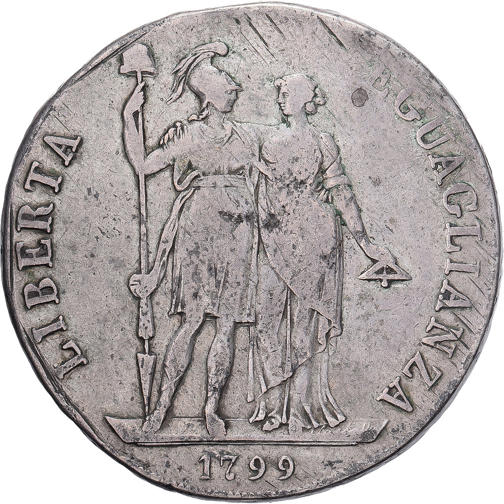 Ligurian Republic, 8 Lire, 1799, Genoa, Silver, VF(20-25), KM:266.1