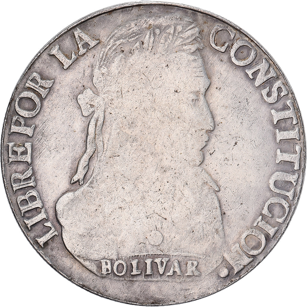 Bolivia, 8 Soles, Simon Bolivar, 1835, Potosi, Srebro, VF(20-25), KM:97
