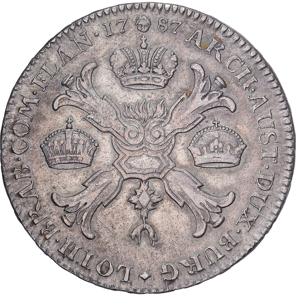 NIDERLANDY AUSTRIACKIE, Joseph II, Kronenthaler, 1787, Brussels, Srebro