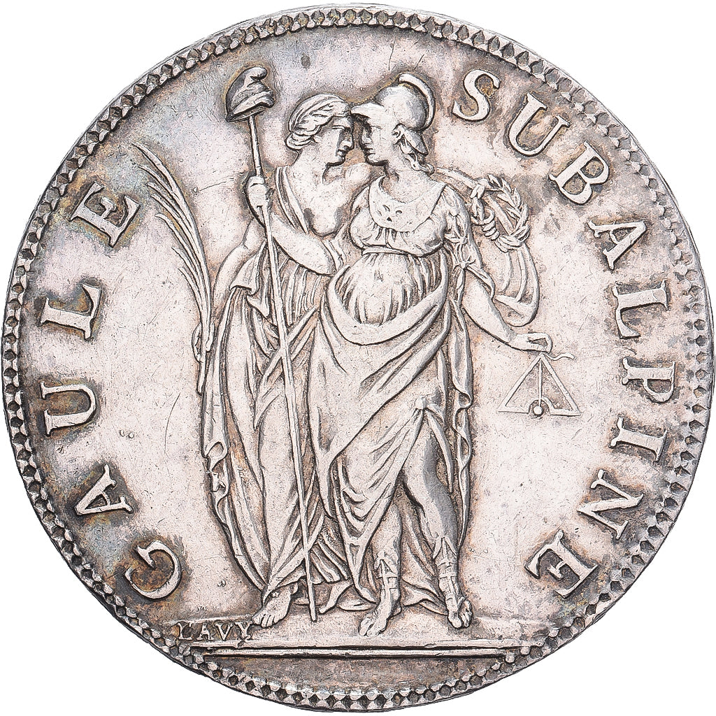 Subalpine Republic, 5 Francs, AN 10 (1801), Torino, Silber, SS