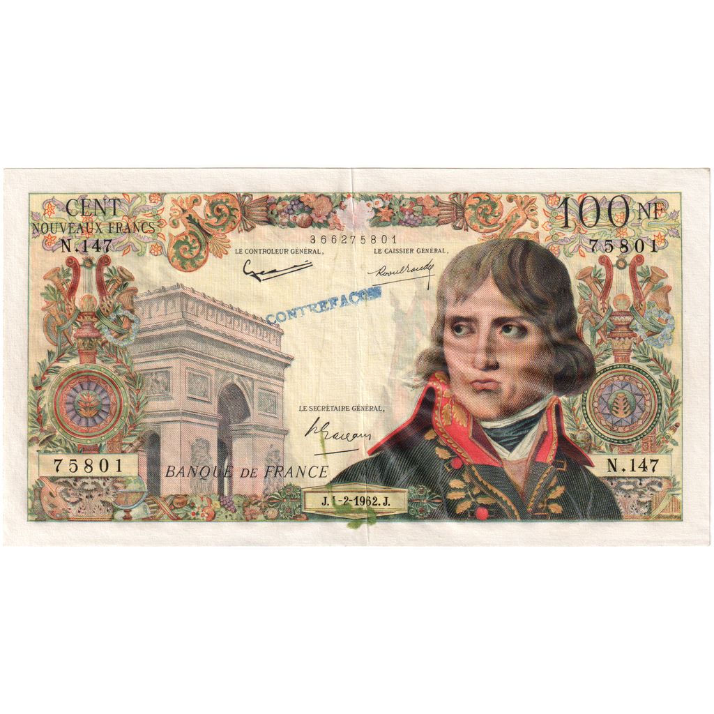 Francia, 100 Nouveaux Francs, Bonaparte, 1962-02-01, N.147, Faux de Bojarski