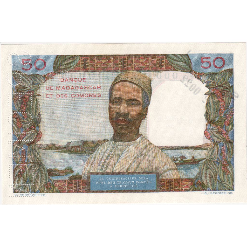 Komory, 50 Francs, Undated (1960), Egzemplarz, UNC(65-70)