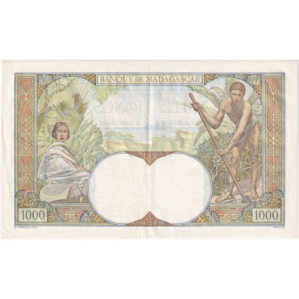 Madagascar, 1000 Francs, ND(1937-1947), Specimen, UNC(63)