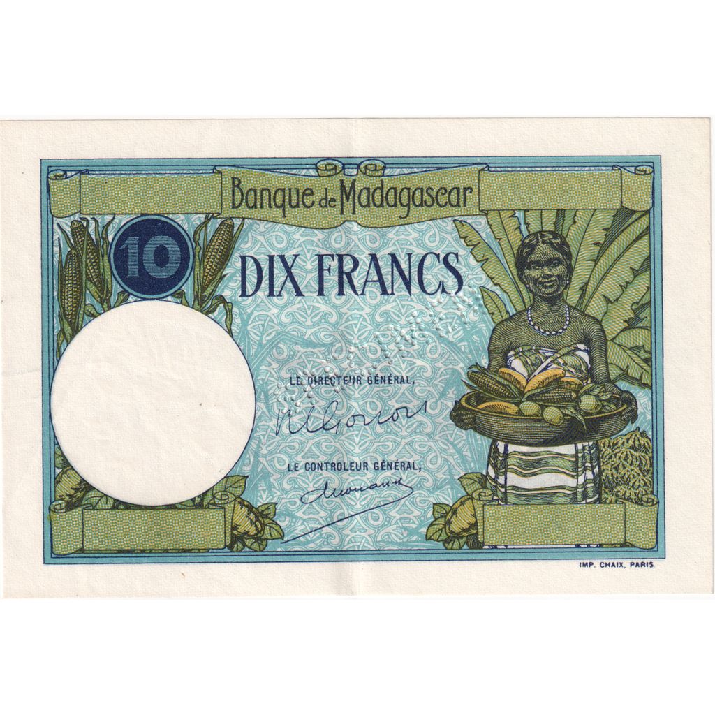 Madagascar, 10 Francs, ND (1947), Épreuve, SPL+